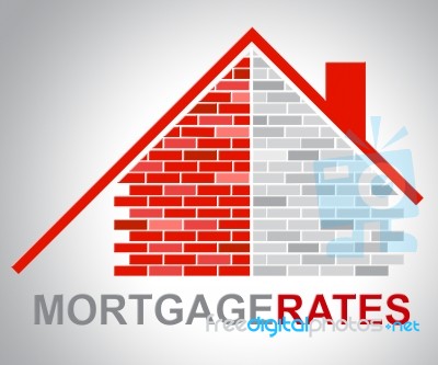 Mortgage Rates Represents Real Estate And Apartment Stock Image