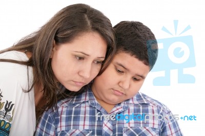 Mother And Son Sadness Stock Photo
