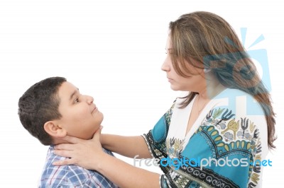 Mother Angry On Her Son Stock Photo