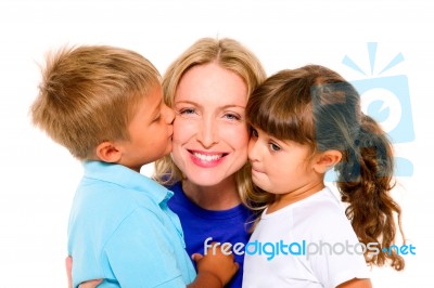 Mother With Children Stock Photo
