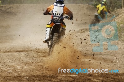 Motocross Bike Increase Speed Stock Photo