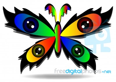 Multicolored Butterfly Stock Image