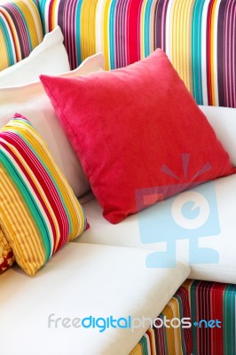 Multicolored Cushions Stock Photo
