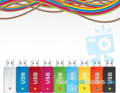 Multicolored USB Flash Memory Stock Image