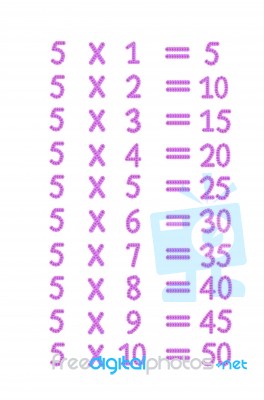 Multiplication table five Stock Photo