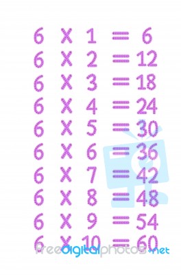 Multiplication Table Six Stock Photo