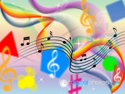 Music Background Means Classical Pop And Colorful Ribbons
 Stock Image