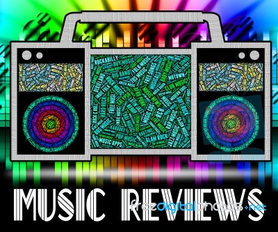 Music Reviews Represents Sound Track And Acoustic Stock Image