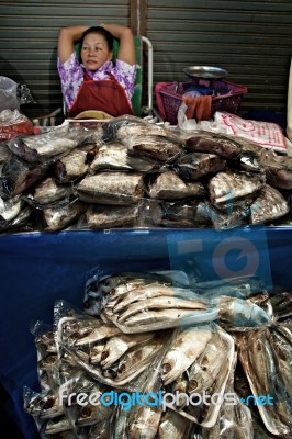 My Selling Fish At The Market Stock Photo