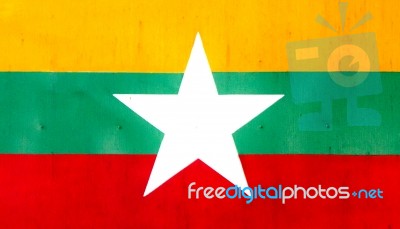 Myanmar Flag Collection Burma Flag Stock Photo