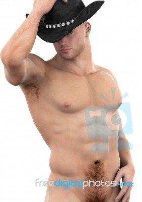Naked Cowboy Model Stock Image