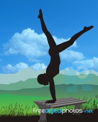 Naked Gymnastics In Nature Stock Image