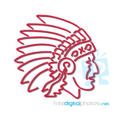 Native American Indian Chief Neon Sign Stock Image