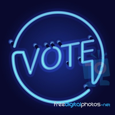 Neon Light With Vote Word Stock Image