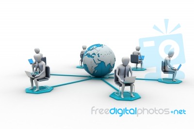Networking People  With Globe Stock Image