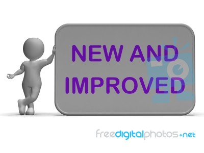 new and improved sign means upgrade or recent development stock