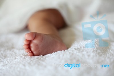 New Born Baby Foot, Closeup Stock Photo