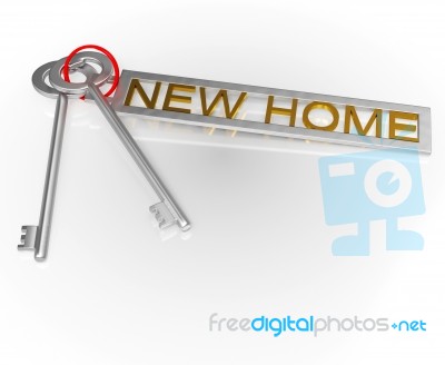 New Home Key Shows Moving Into House Stock Image