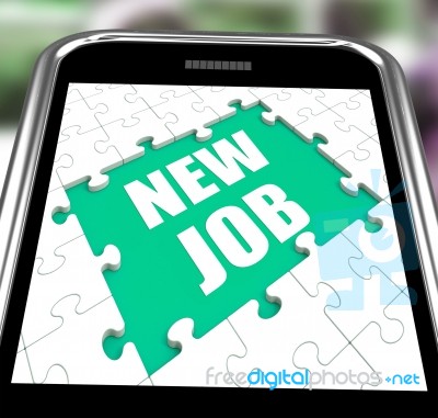 New Job Smartphone Shows Changing Jobs Or Employment Stock Image