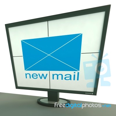 New Mail Envelope On Monitor Shows New Messages Stock Image
