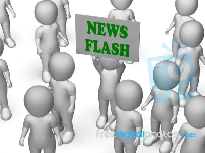 News Flash Board Character Shows Daily News And Journalism Stock Image