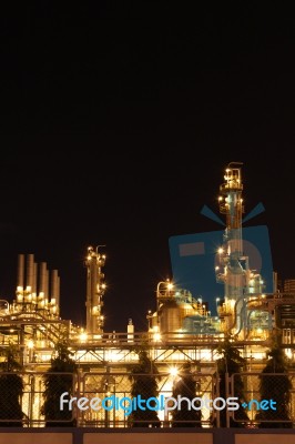 Night Scene Of Chemical Industrial Stock Photo