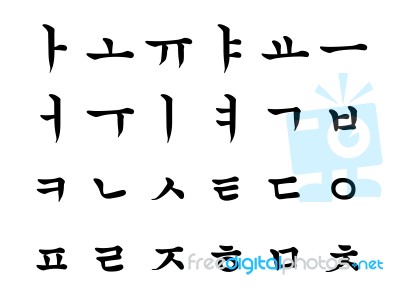 North Korean Alphabet In Calligraphy Stock Image