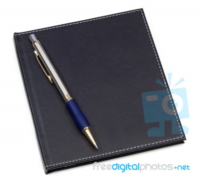 Note Book With Ballpoint Pen Stock Photo