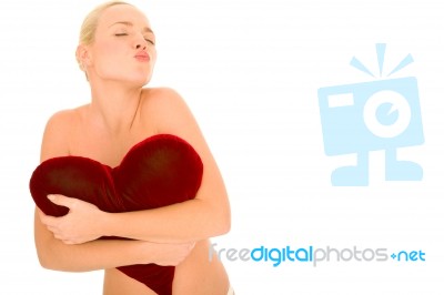 Nude Woman With Heart Stock Photo