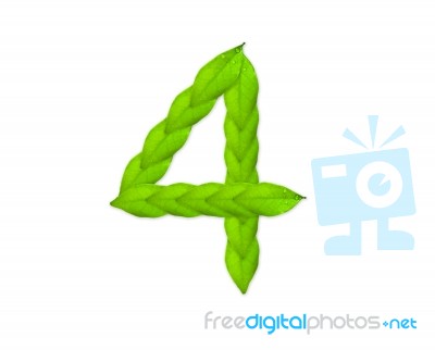 Number 4 Made Of Leaves Stock Photo