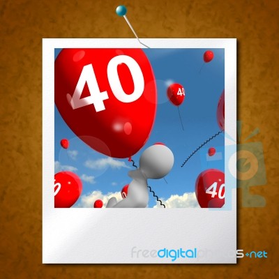 Number 40 Balloons Photo Shows Fortieth Happy Birthday Celebrati… Stock Image