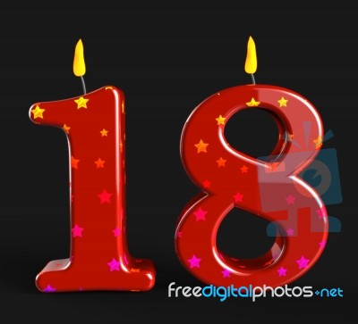 Number Eighteen Candles Show Teen Birthday Or Decoration Stock Image