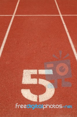 Number Five On Running Track Stock Photo