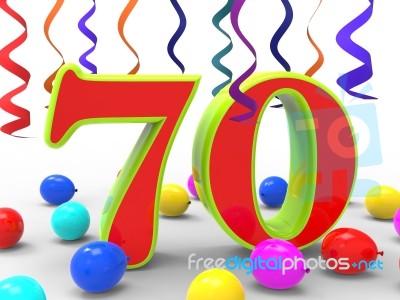Number Seventy Party Shows Creative Celebration Or Birthday Part… Stock Image