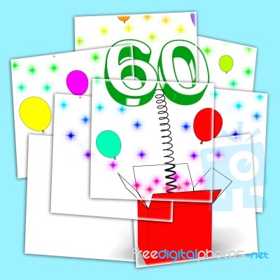 Number Sixty Surprise Box Displays Elderly Surprise Party Or Cel… Stock Image