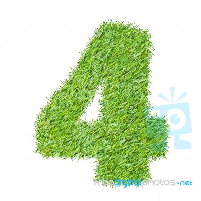 Numbers From The Green Grass, Isolated On White Stock Photo