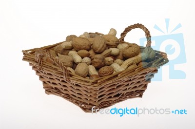Nuts In Basket Stock Photo