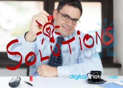 Office Man Solutions Stock Photo