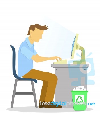 Office Man To Working With Computer Stock Image