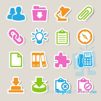 Office Sticker Icons Set Stock Image
