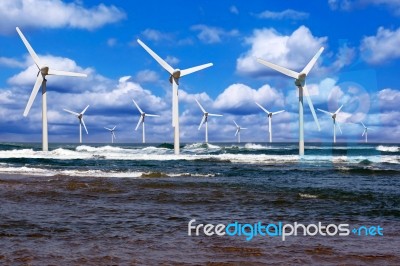Offshore Wind Stock Photo