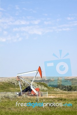Oil Well In Field Stock Photo
