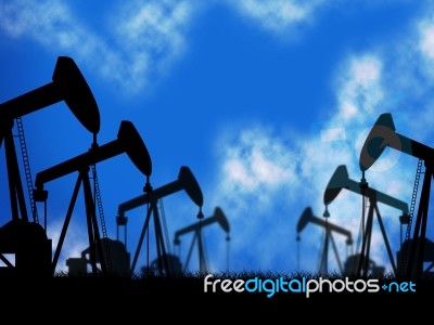 Oil Wells Represents Extraction Drill And Oilwell Stock Image