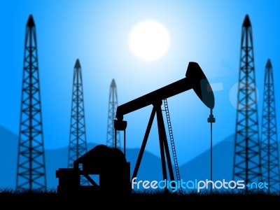 Oil Wells Represents Power Source And Drill Stock Image