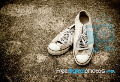 Old Canvas Shoe Stock Photo