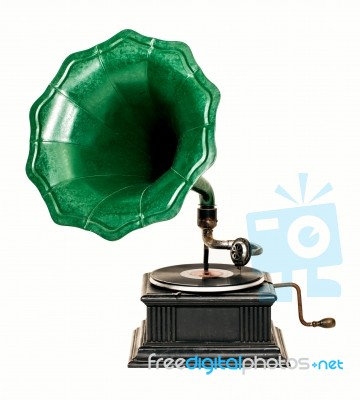 Old Gramophone Record Player Stock Photo