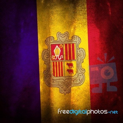 Old Grunge Flag Of Andorra Stock Photo