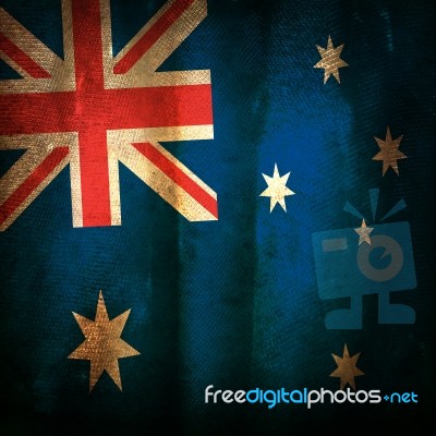 Old Grunge Flag Of Australia Stock Photo