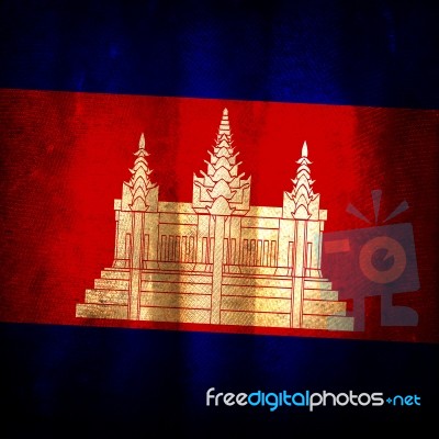 Old Grunge Flag Of Cambodia Stock Photo