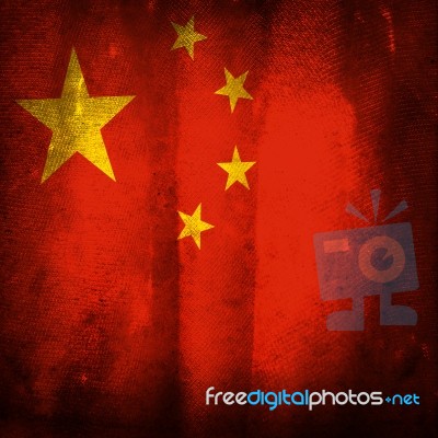 Old Grunge Flag Of China Stock Photo